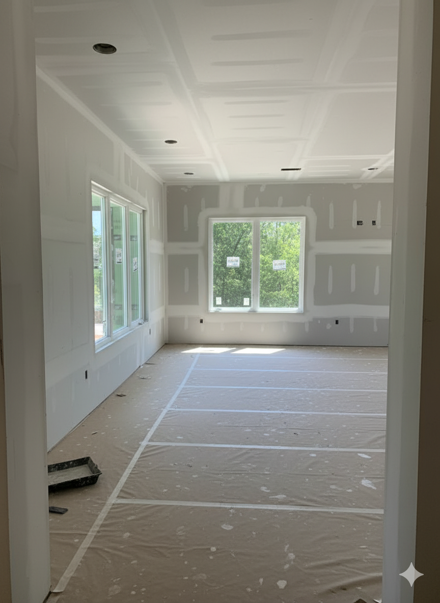 Équipe professionnelle de finition en construction